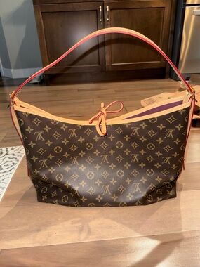 Designer Inspired Monogram Hobo Bag with tan trim